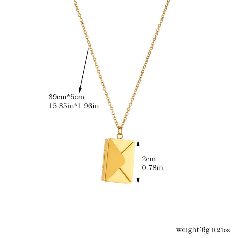 Women's 18K Gold Plated Stainless Steel Envelope Pendant Necklace